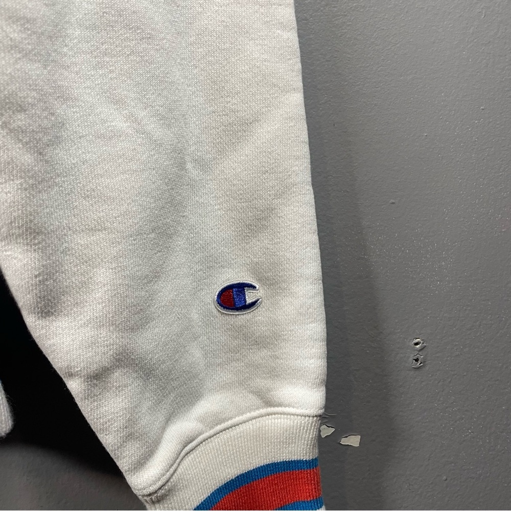 Champion Sweatshirt Heritage V-Neck Striped Trim White Small - Picture 6 of 7